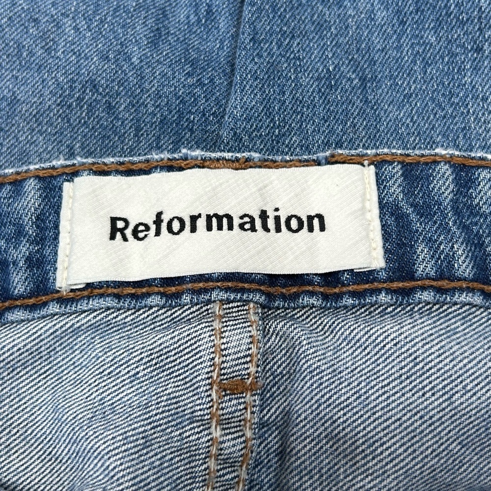 Reformation Blue Straight Leg Jeans with Distressed Details - Picture 6 of 11